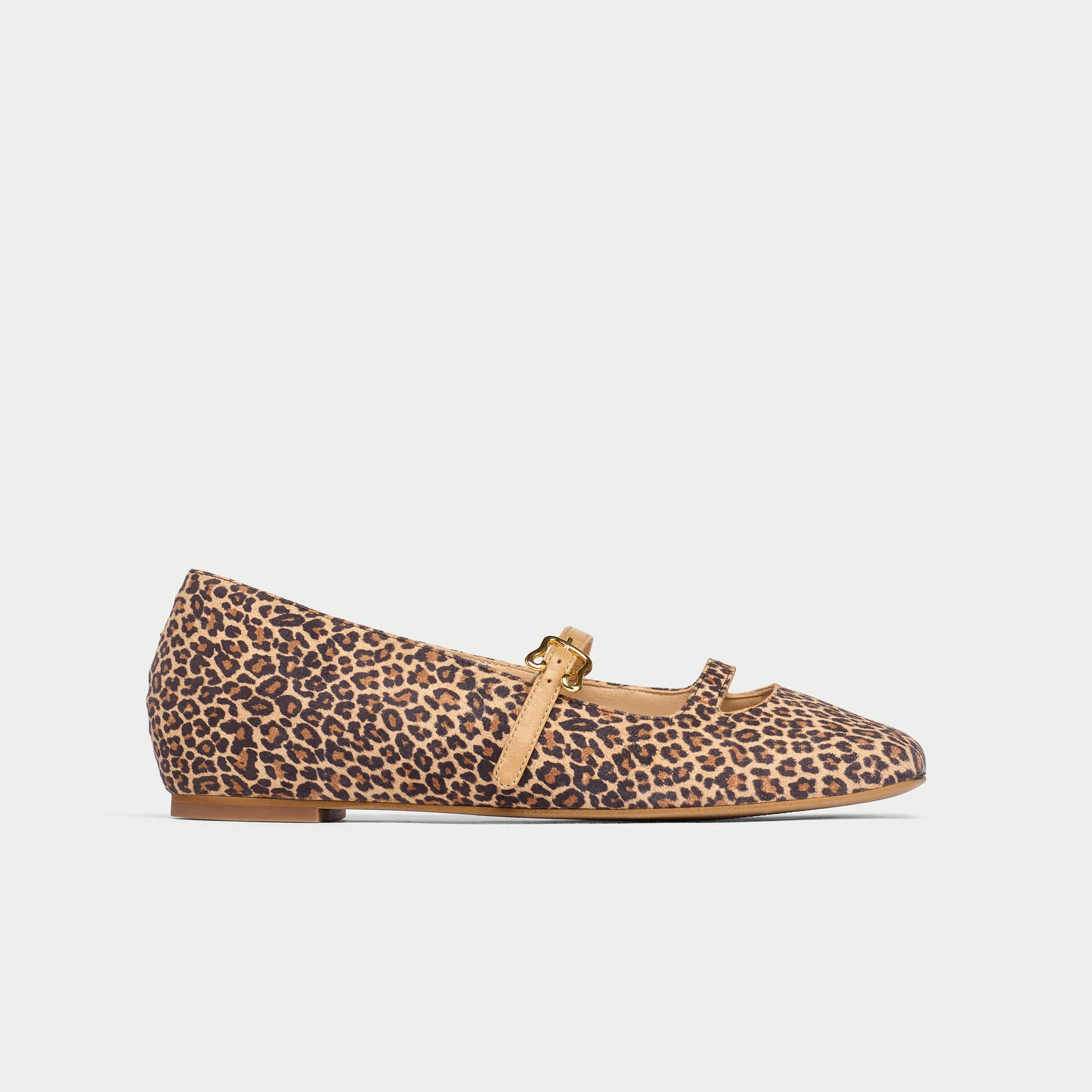 Alexa - Beige Leopard Leather Ballerinas