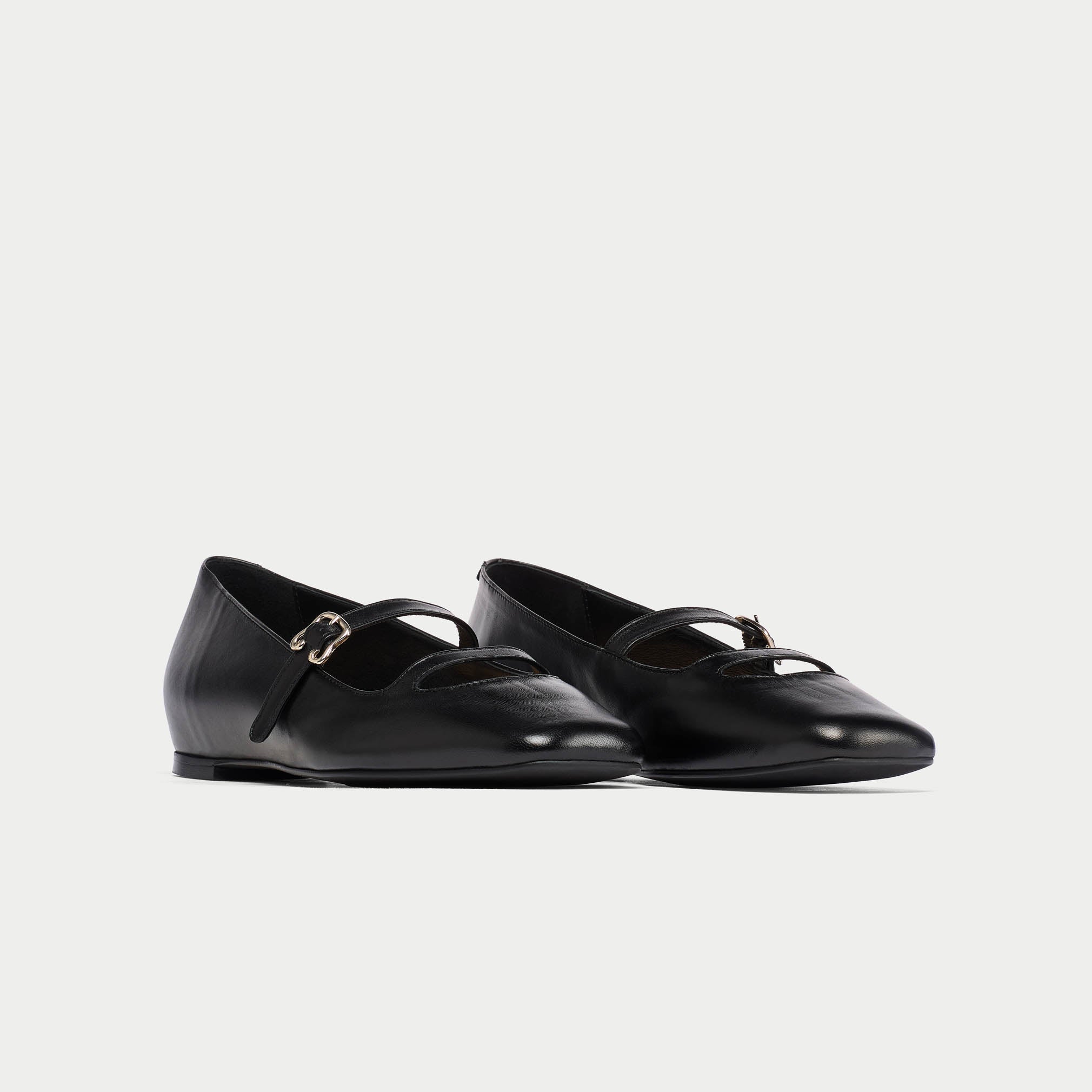 Alexa - Black Leather Ballerinas - Image 2