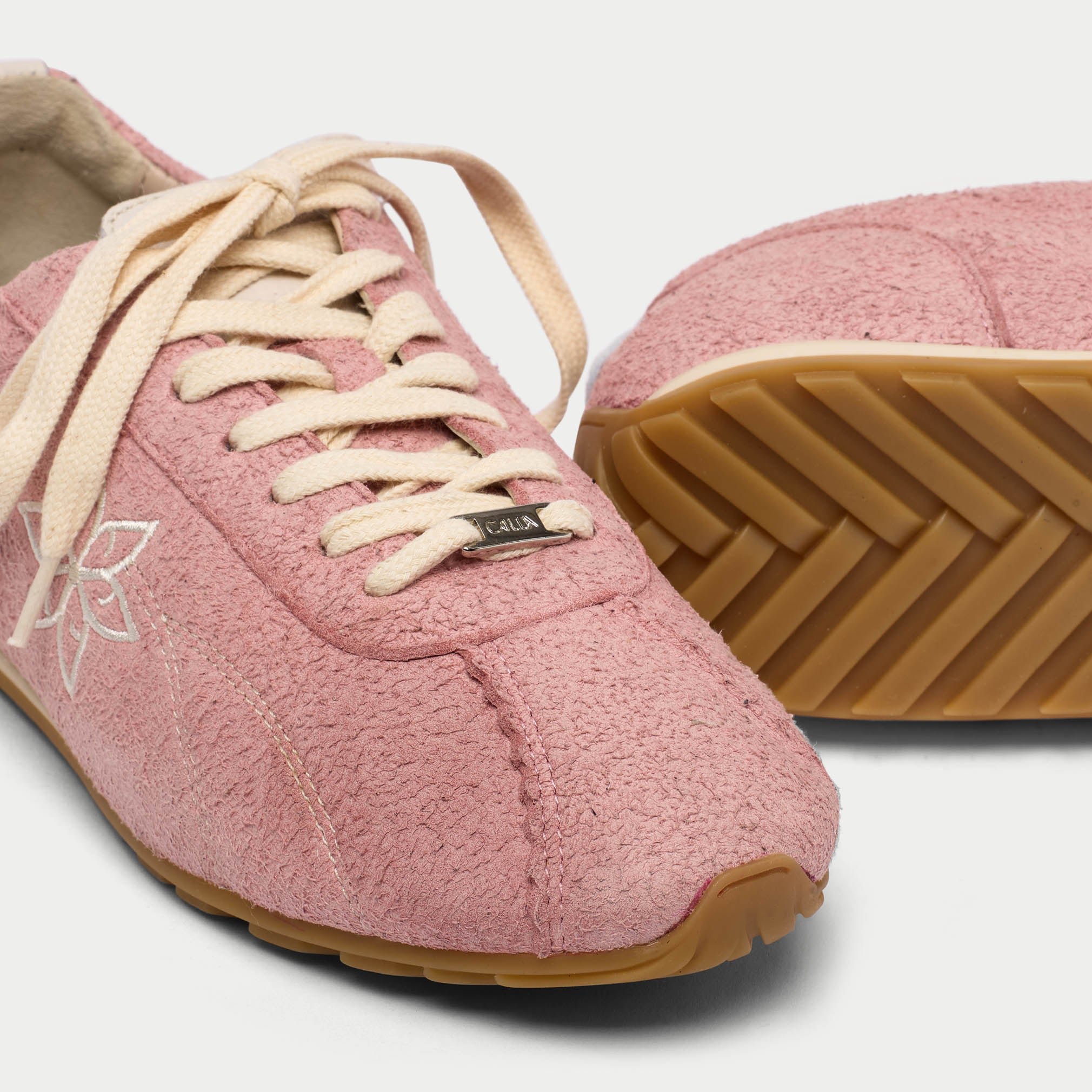 Aurora - Baby Pink Suede Wide Fit Trainers - Image 5