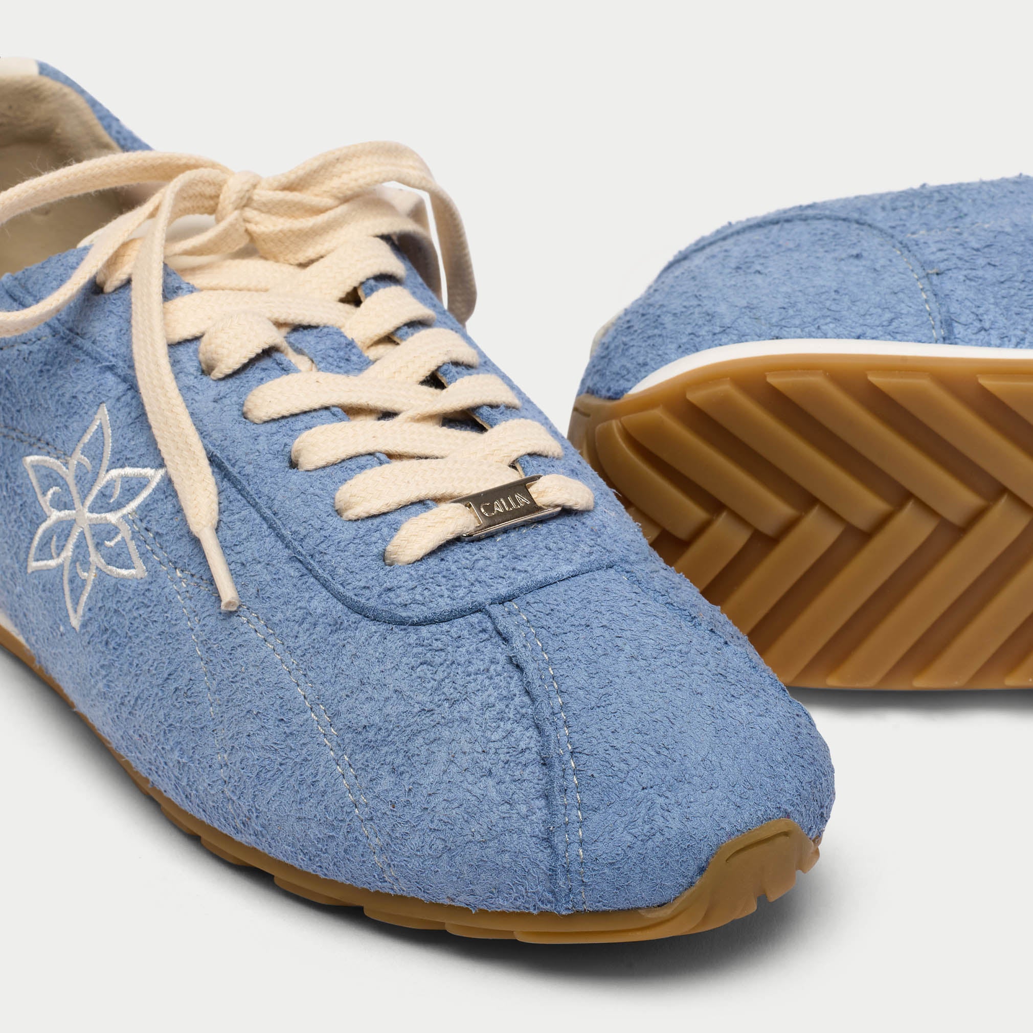 Aurora - Ice Blue Suede Wide Fit Trainers - Image 3