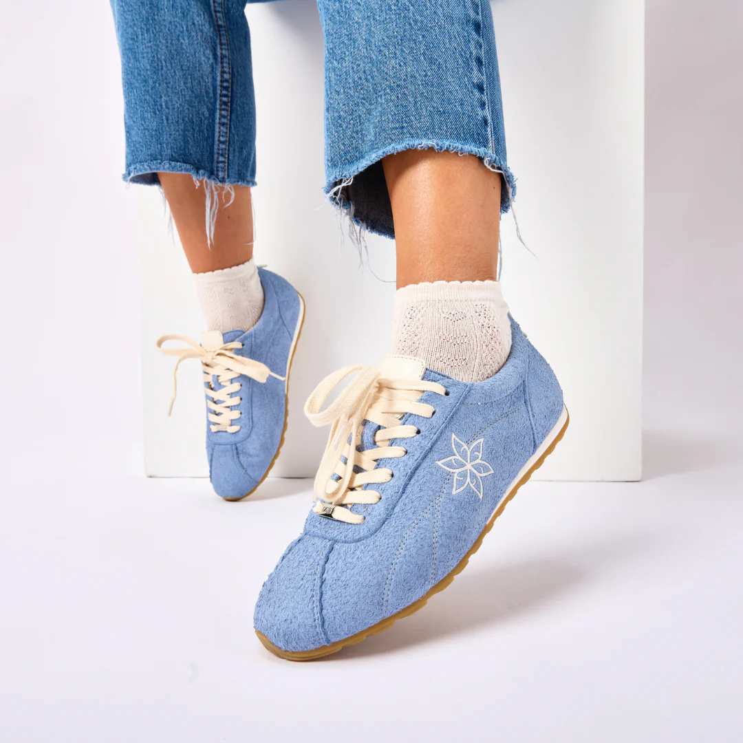 Aurora - Ice Blue Suede Wide Fit Trainers - Image 8