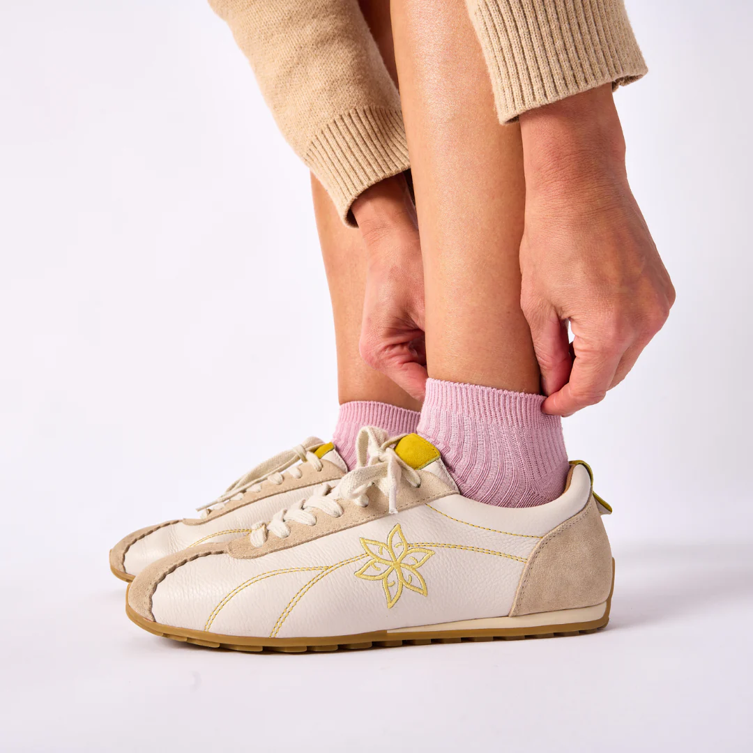 Aurora - Off White & Mustard Wide Fit Trainers - Image 3