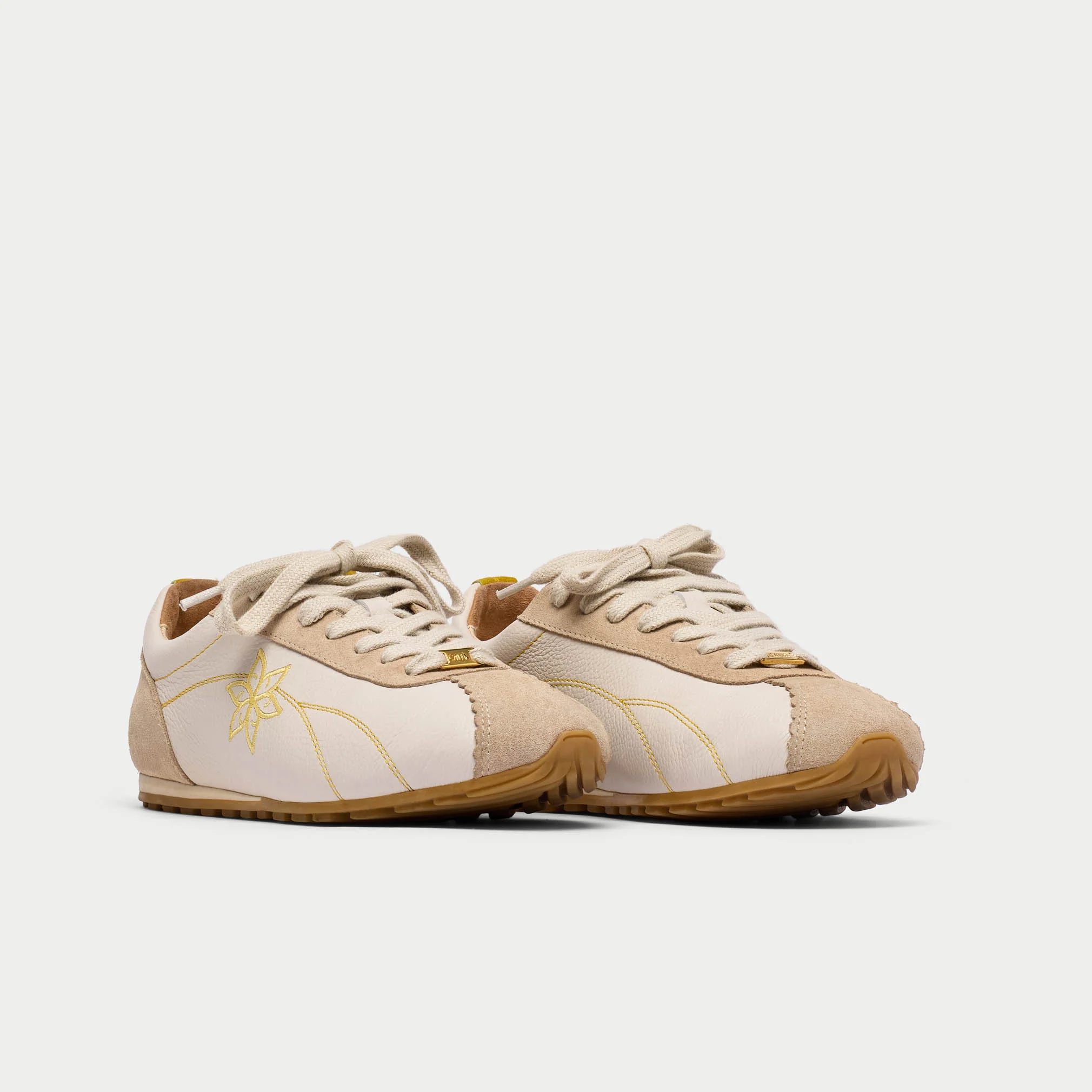 Aurora - Off White & Mustard Wide Fit Trainers - Image 4
