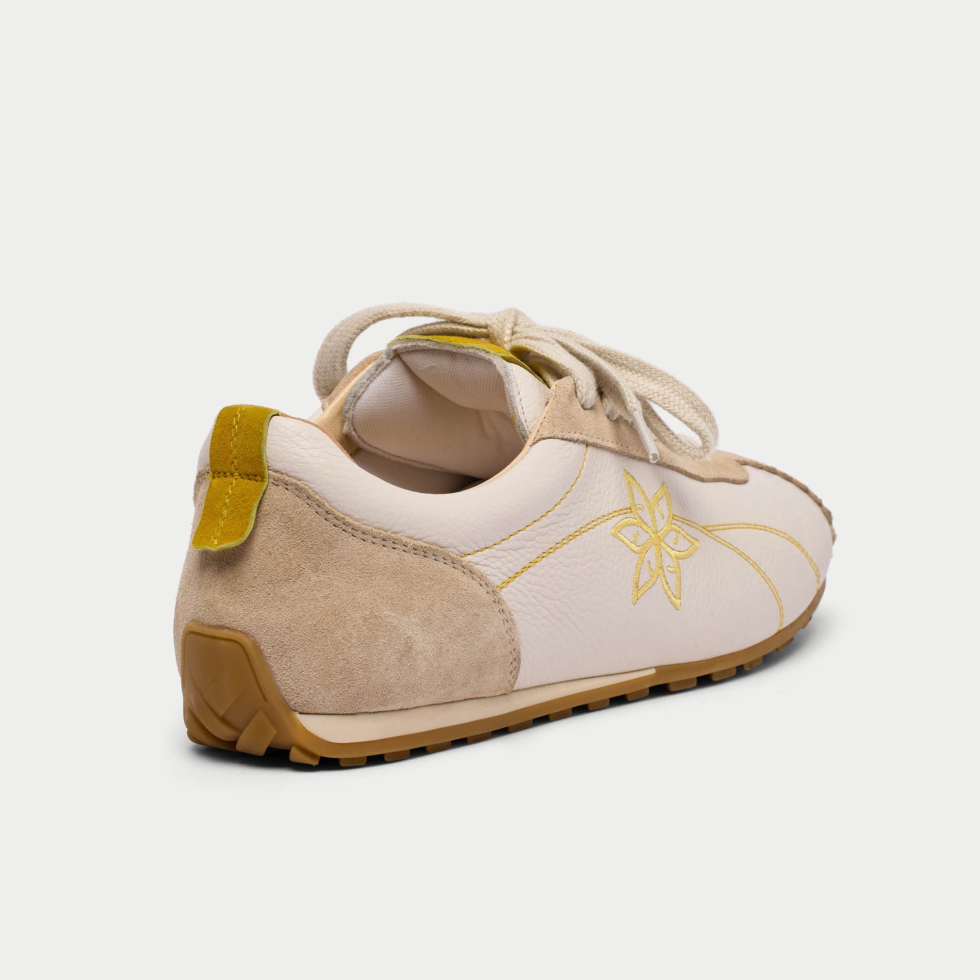 Aurora - Off White & Mustard Wide Fit Trainers - Image 6