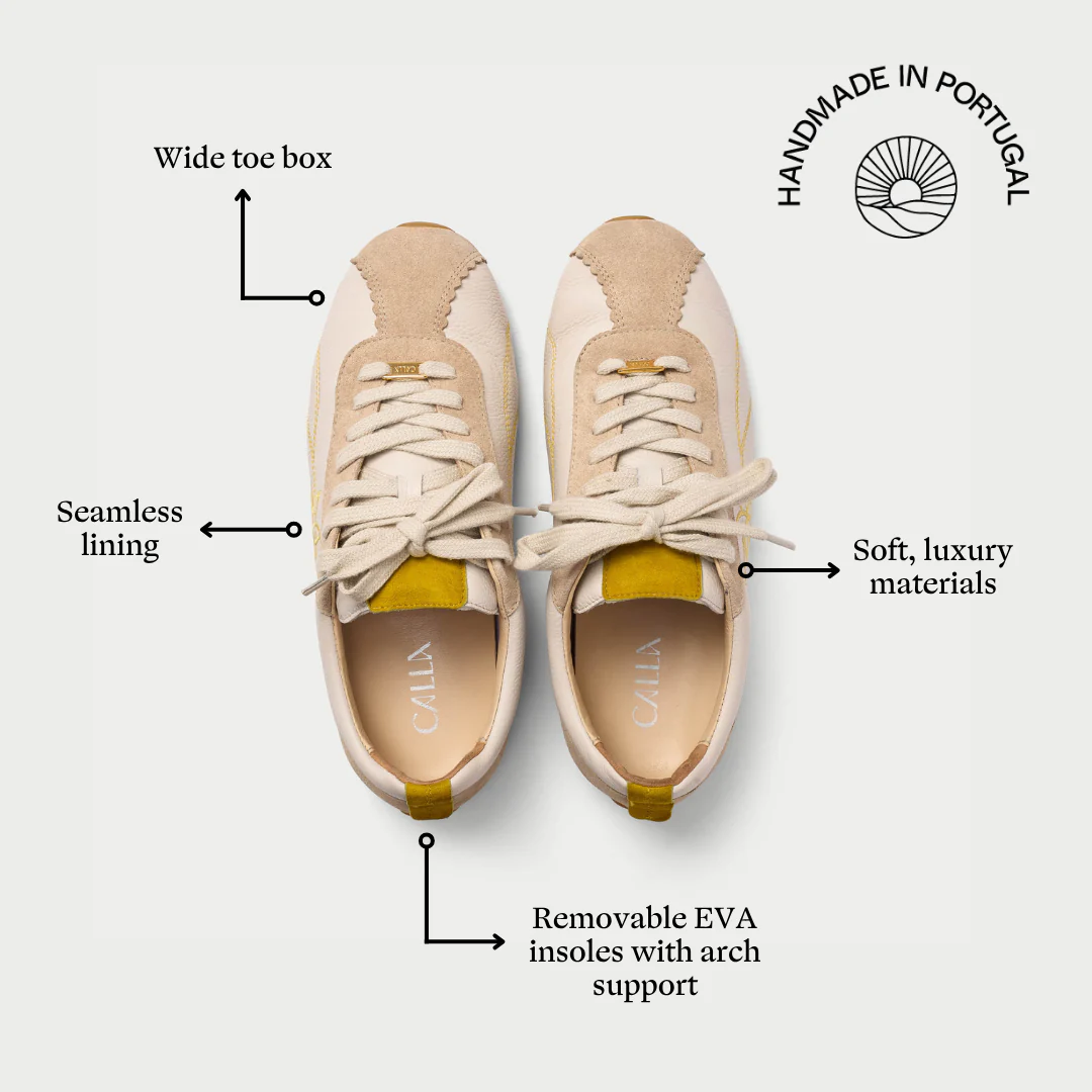 Aurora - Off White & Mustard Wide Fit Trainers - Image 8