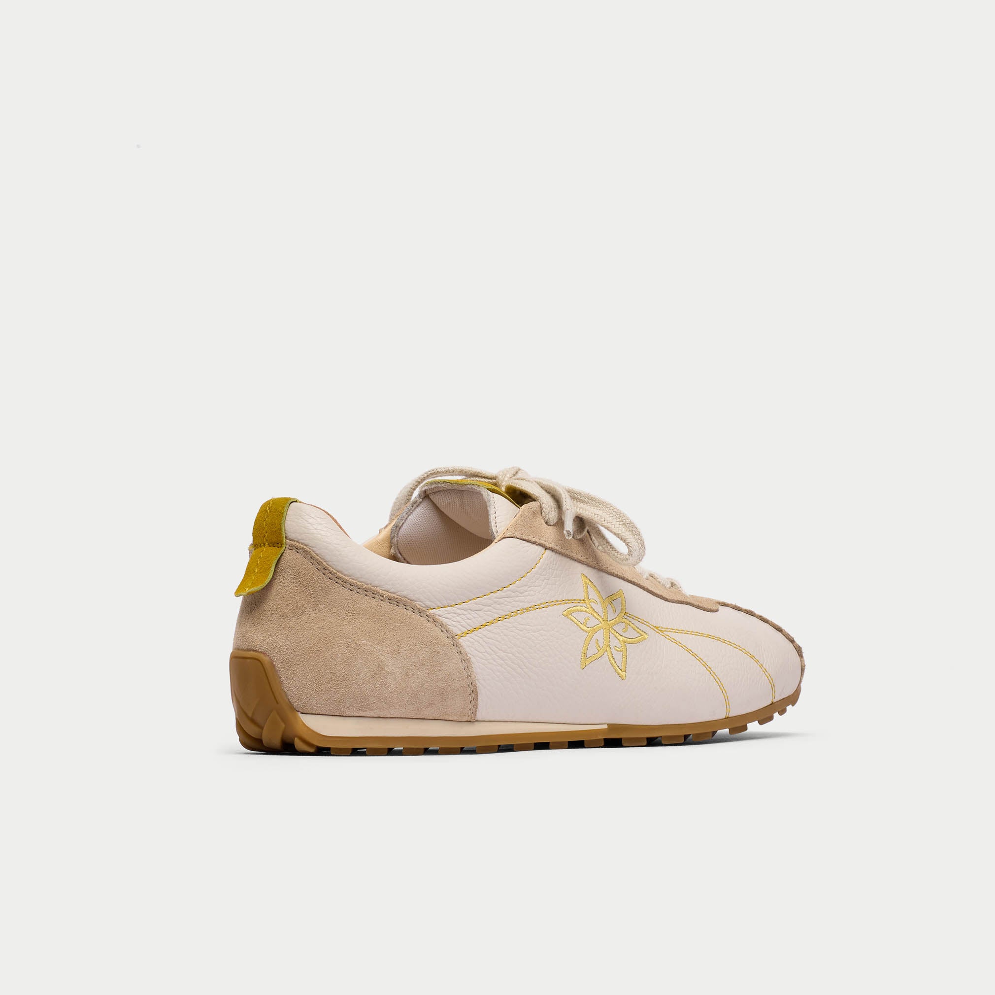 Aurora - Off White & Mustard Wide Fit Trainers - Image 9