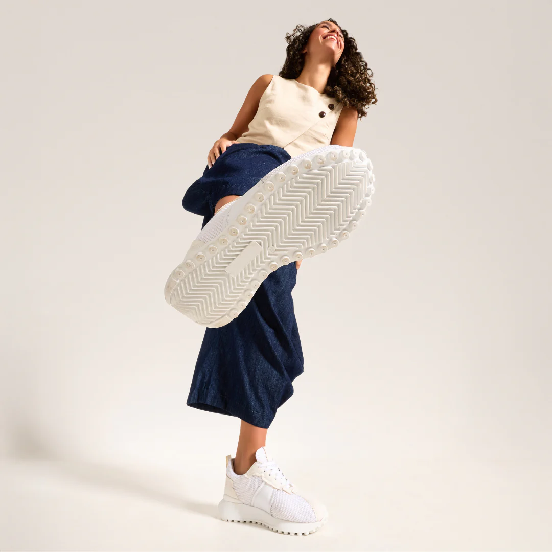 Cosmos - Chunky-Sole White Mesh Wide Fit Trainers - Image 5