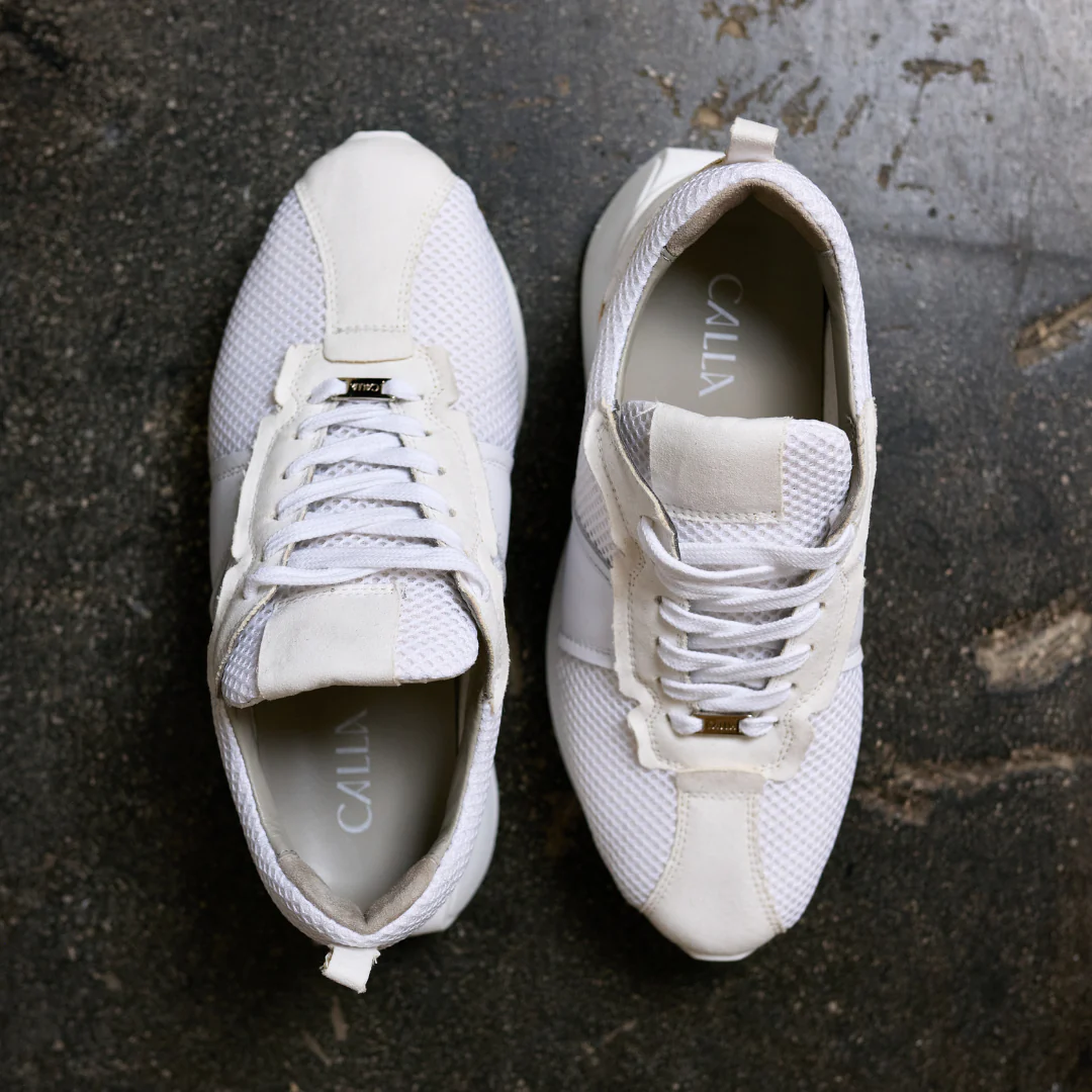 Cosmos - Chunky-Sole White Mesh Wide Fit Trainers - Image 9