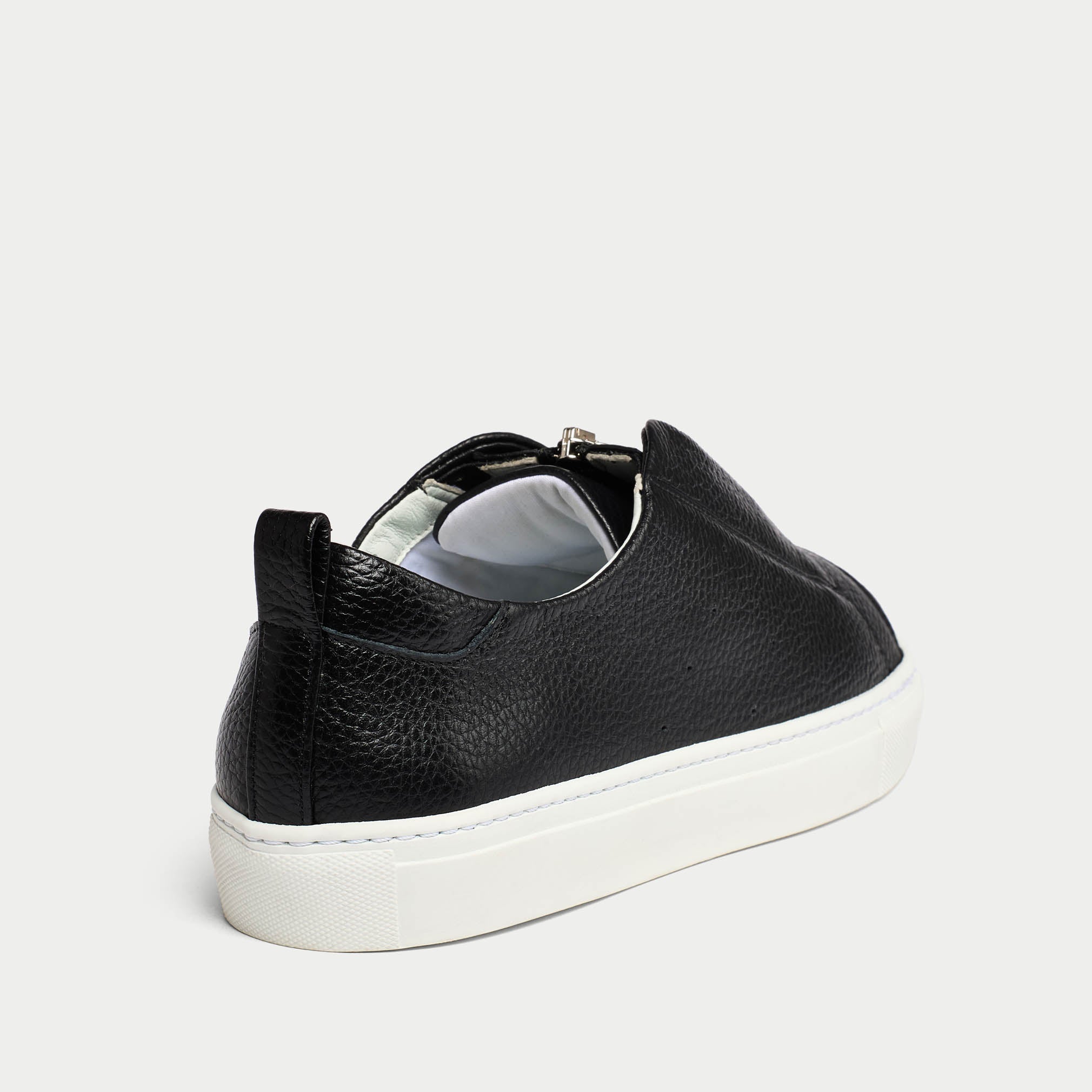 Estella - Black Leather Zip-Up Wide Fit Trainers - Image 5