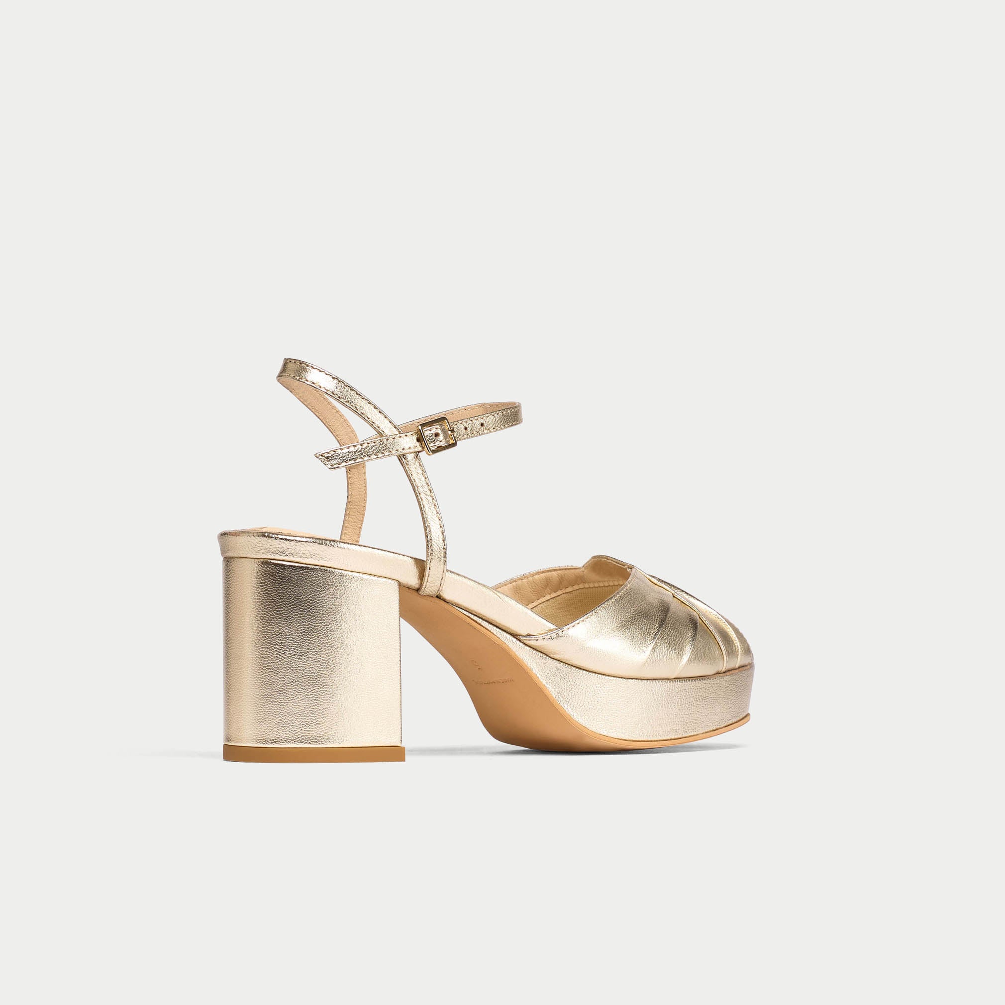 Lottie - Champagne Metallic Block Heels - Image 7