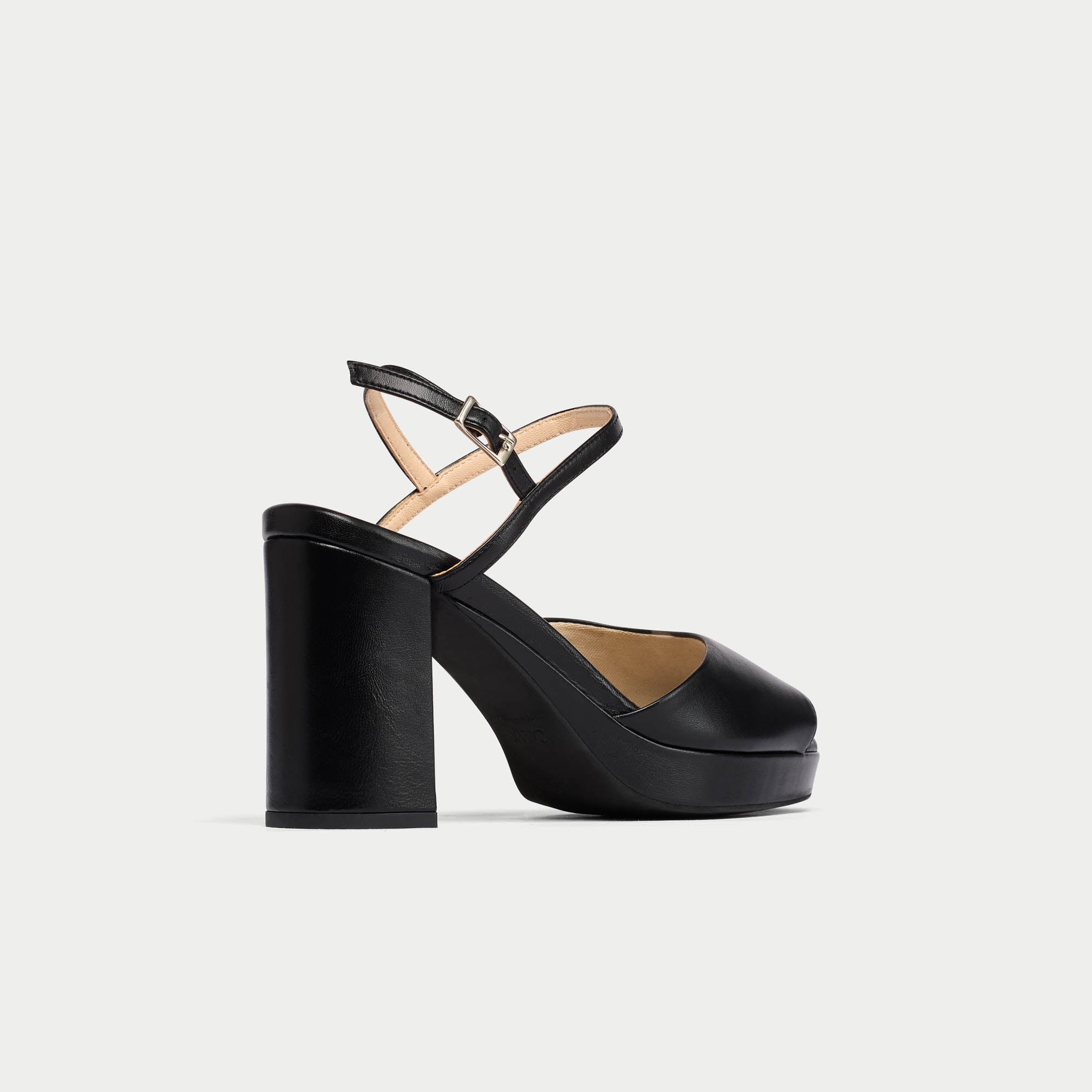 Margot - Black Leather Block Heels - Image 7