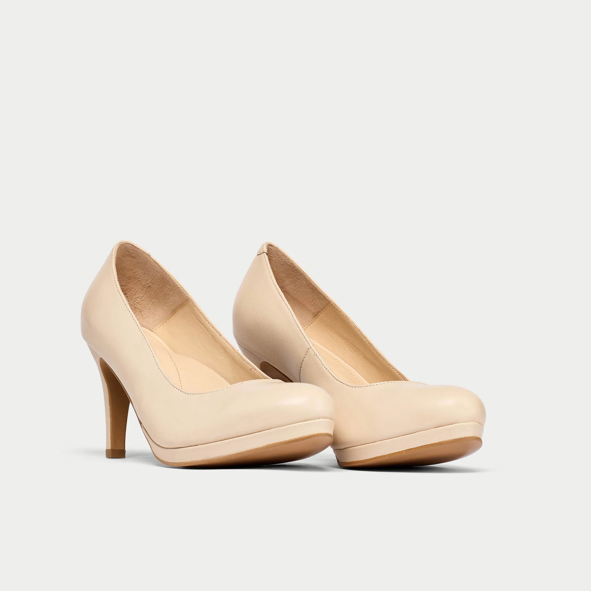Sophia - Light Beige Leather Courts - Image 3