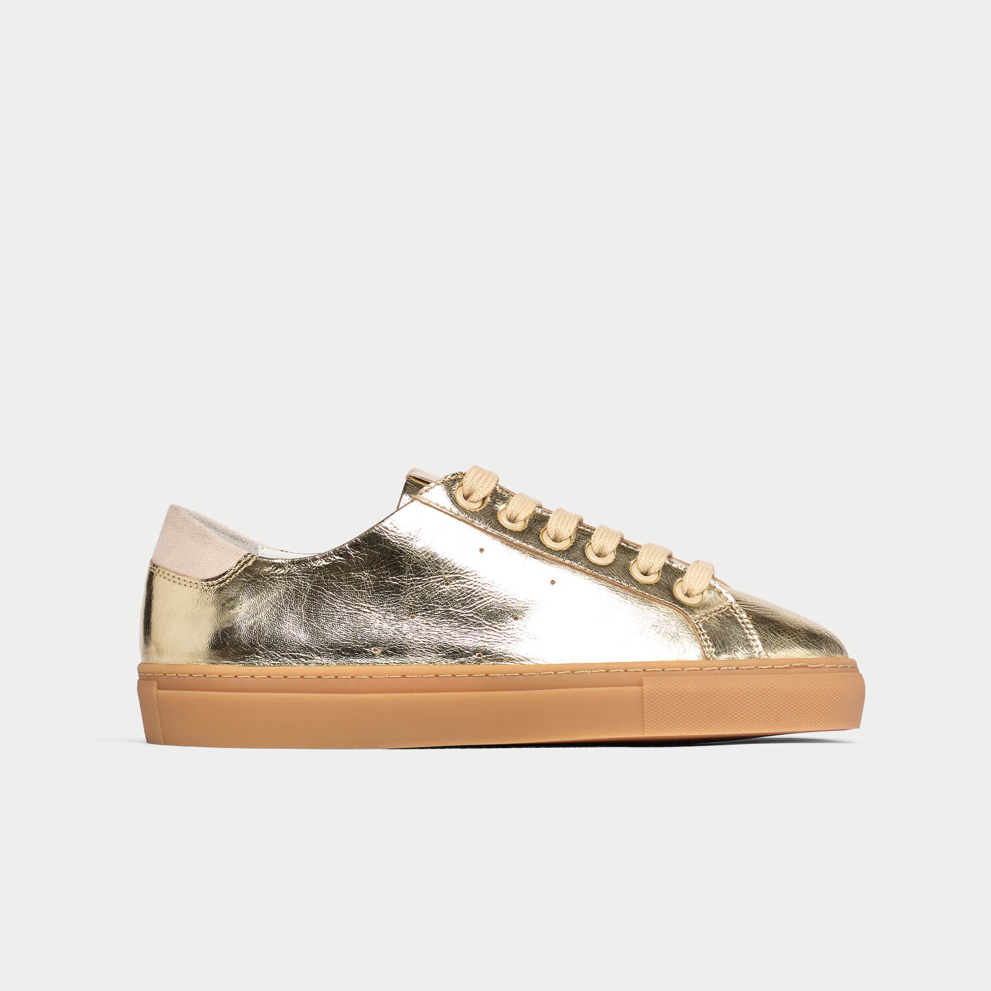 Star - Champagne Leather Wide Fit Trainers