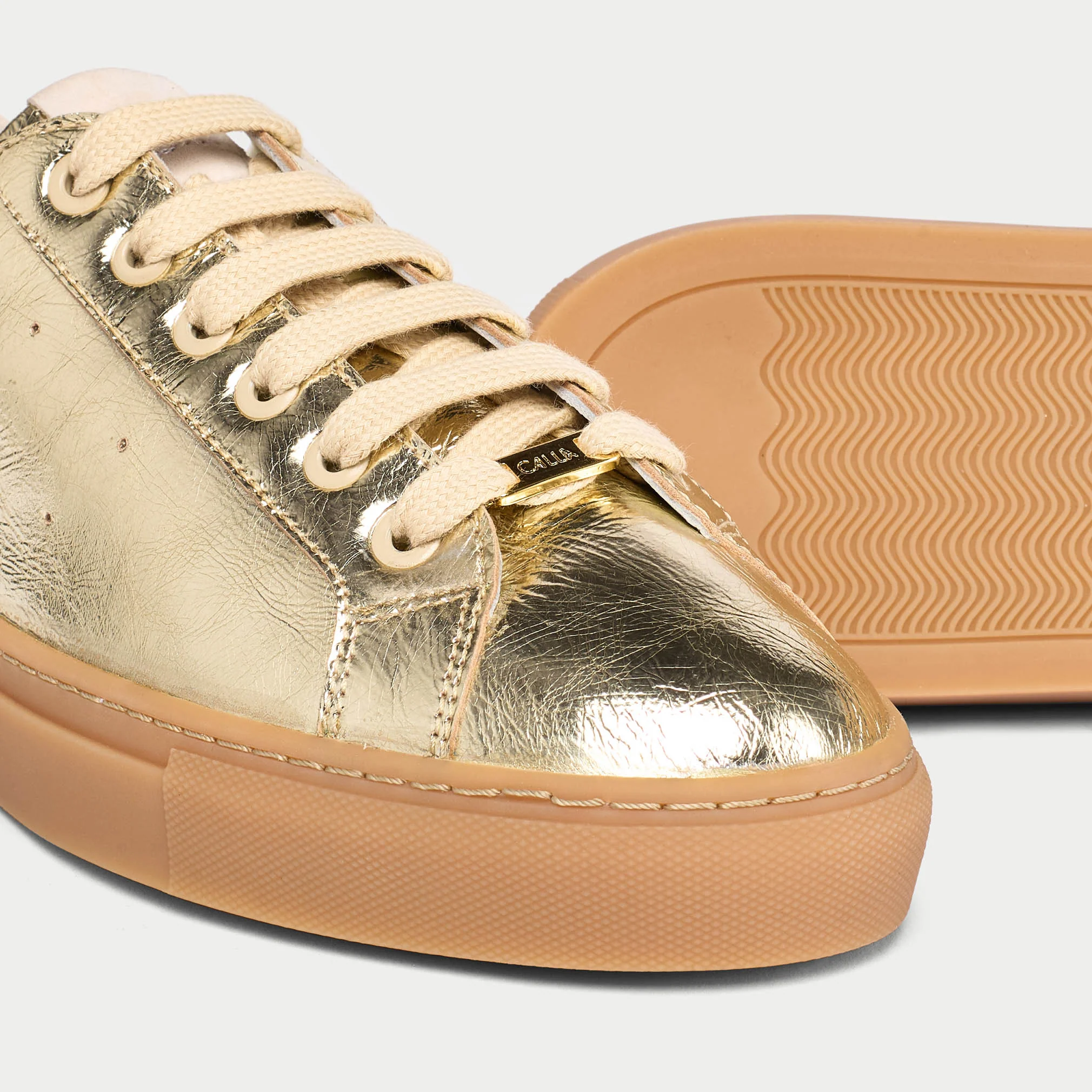 Star - Champagne Leather Wide Fit Trainers - Image 3