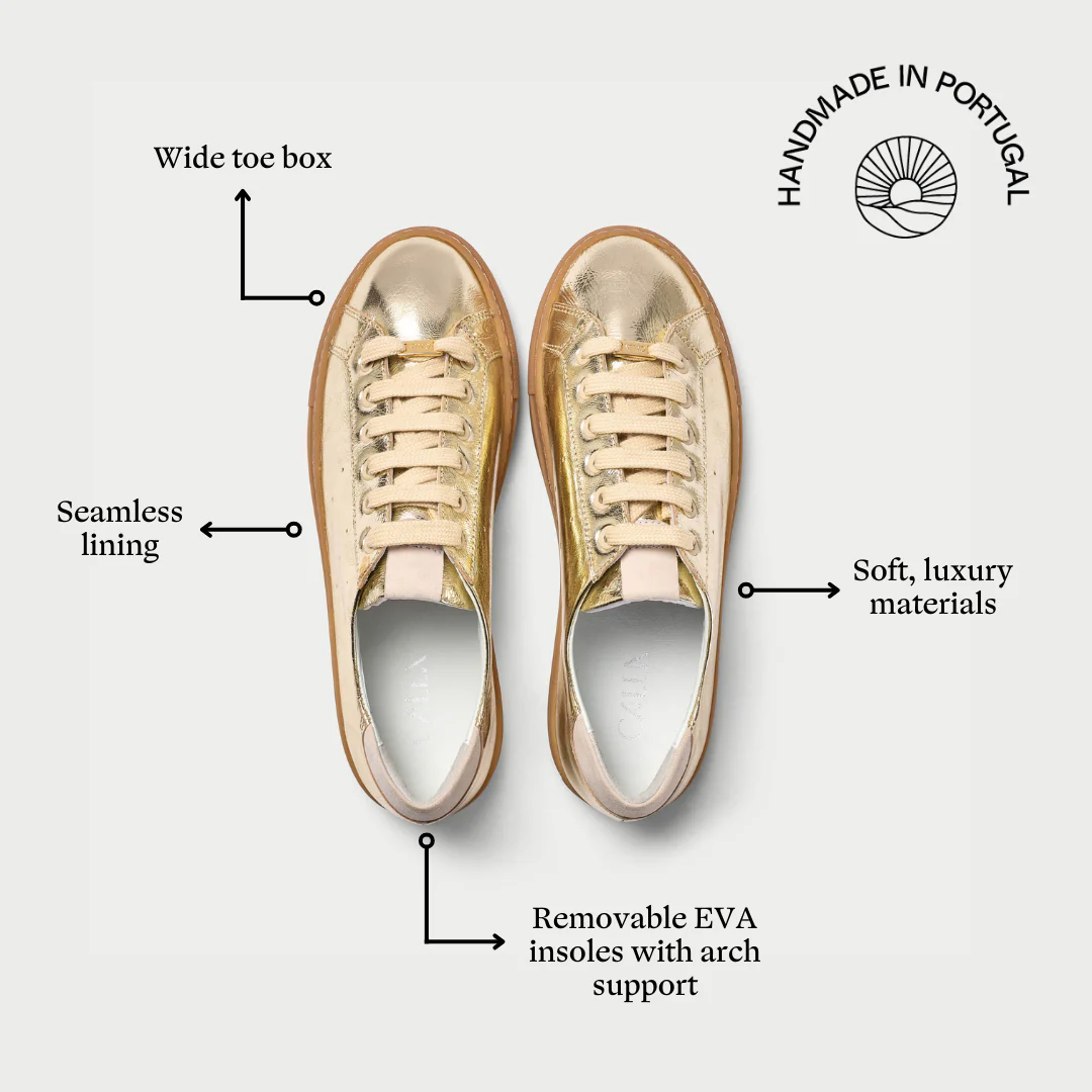 Star - Champagne Leather Wide Fit Trainers - Image 5