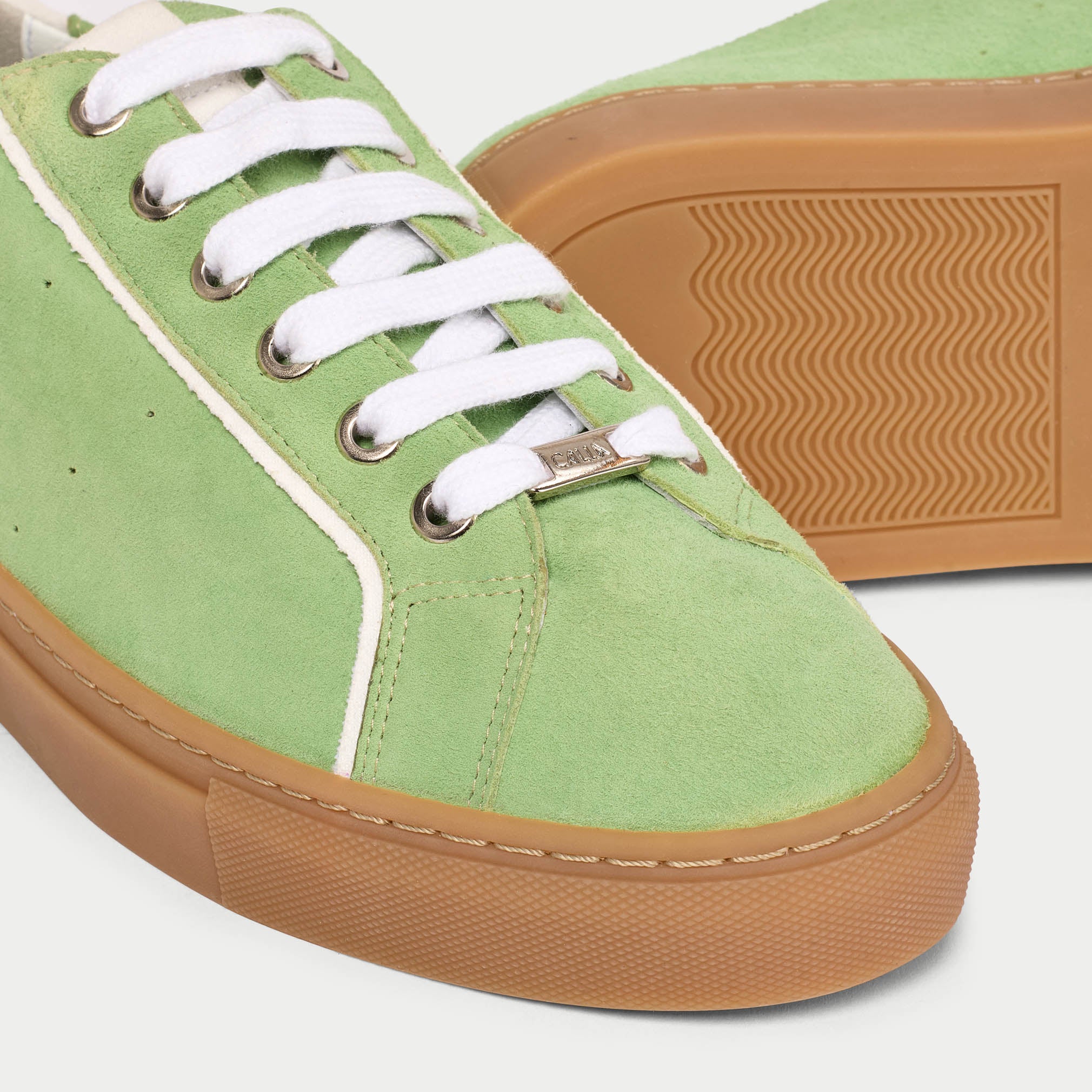 Star - Matcha Suede Wide Fit Trainers - Image 6