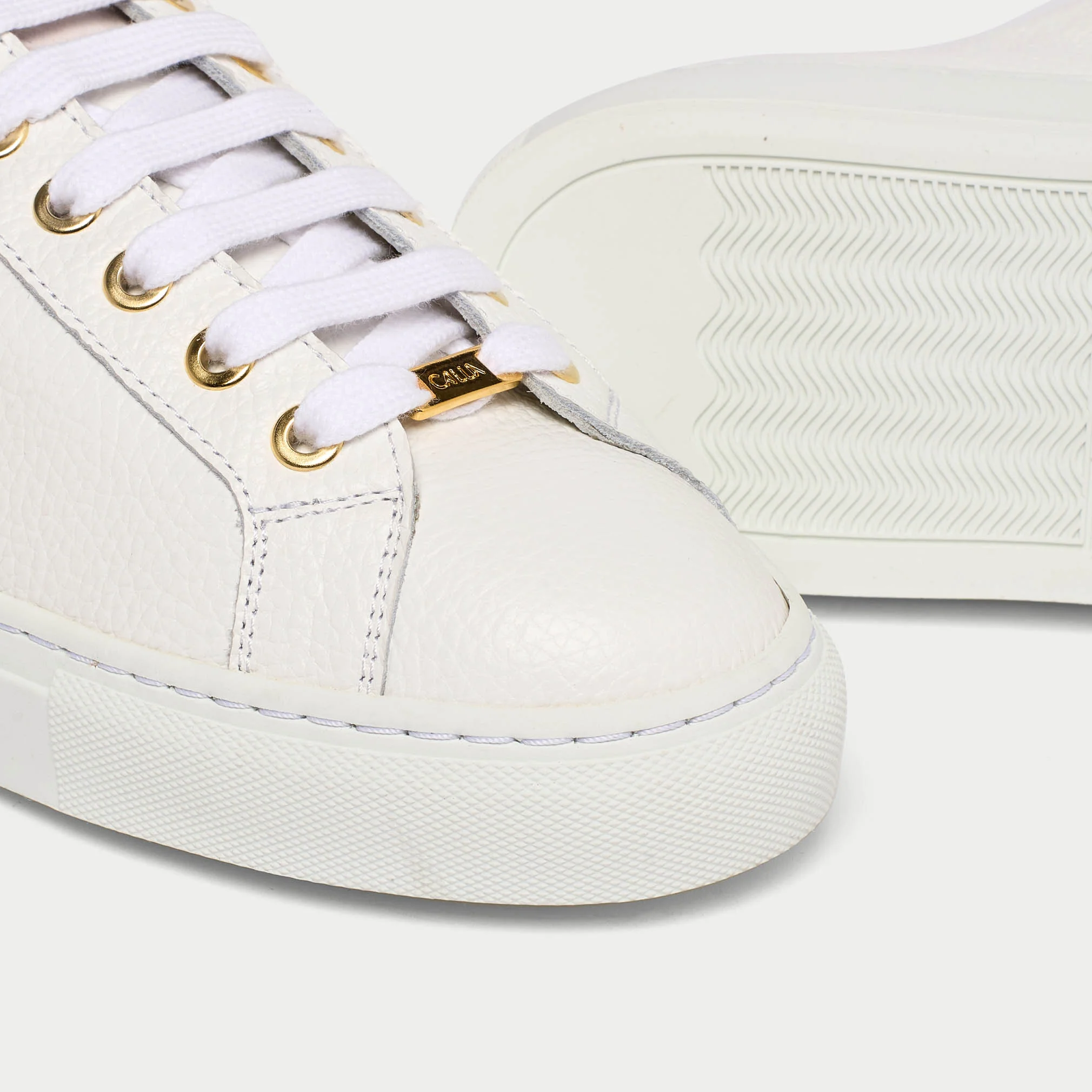 Star - White Grain Leather Wide Fit Trainers - Image 4