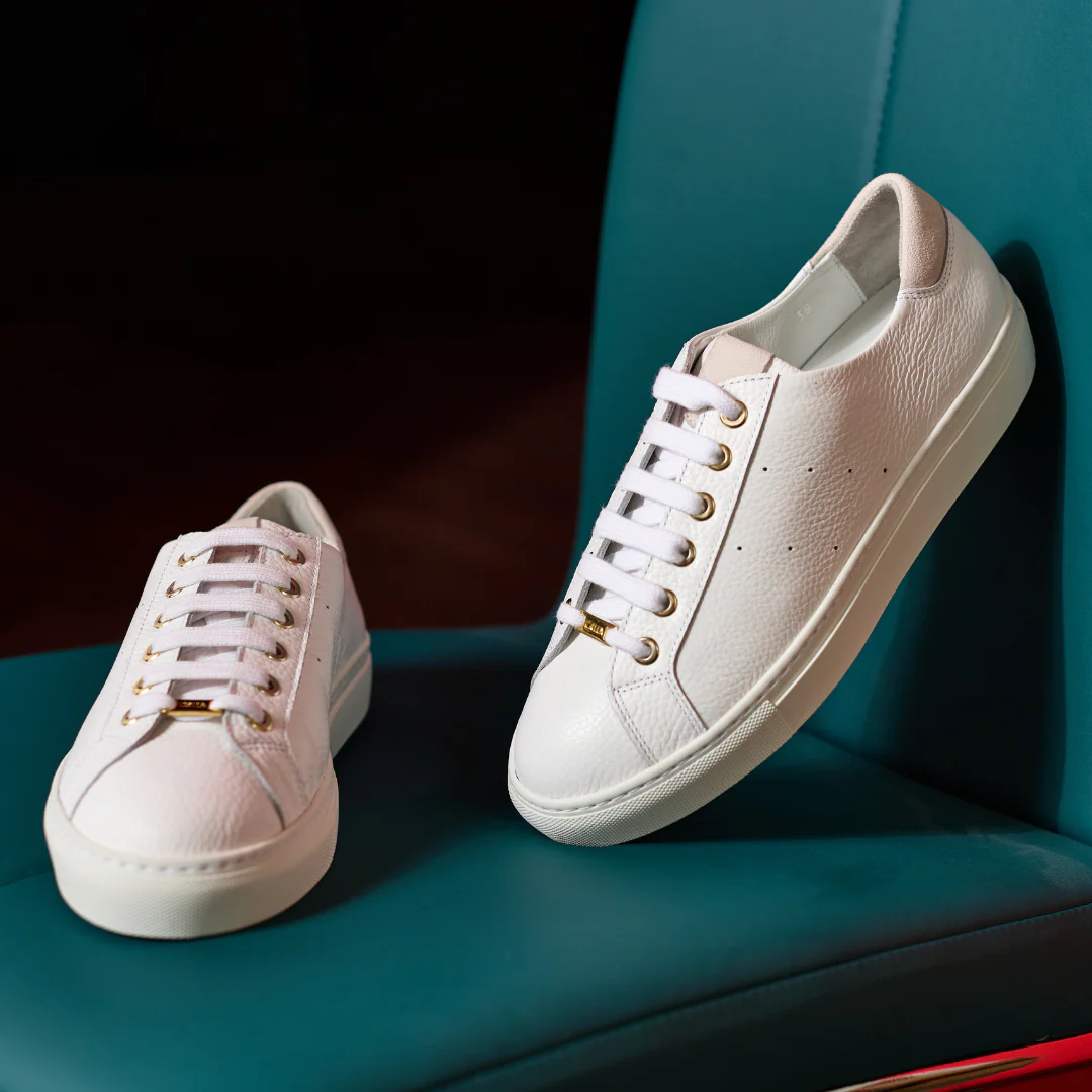 Star - White Grain Leather Wide Fit Trainers - Image 6