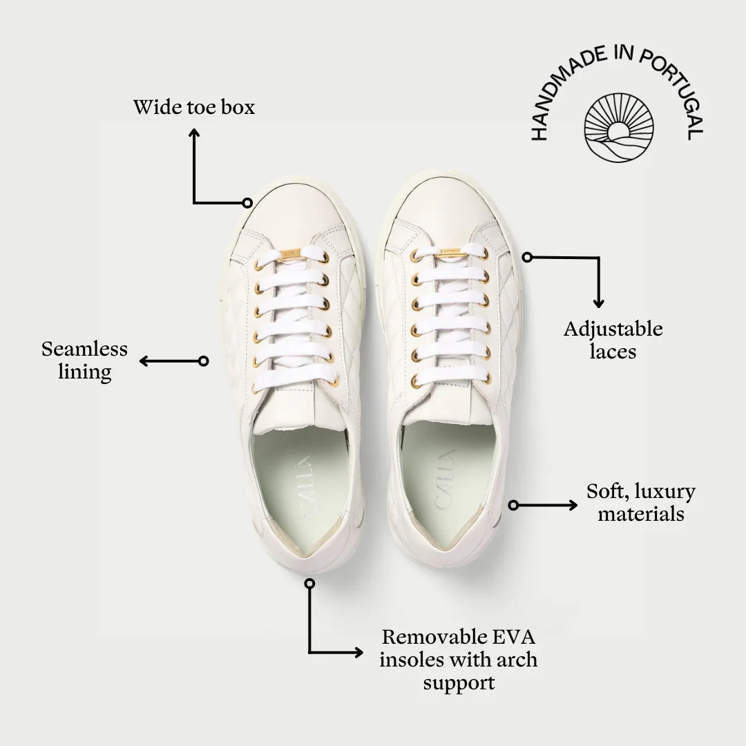 Star - White Quilted Leather Wide Fit Trainers - Image 5